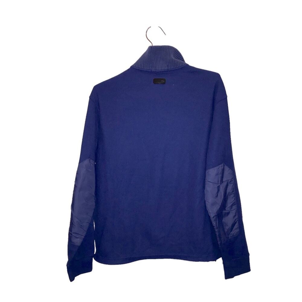 POLO RALPH LAUREN MEN'S Blue fleece with mixed material on elbows 1/4 ZIP - Picture 2 of 8